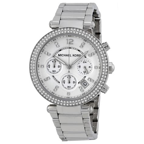 michael kors women's mk5353 parker silver watch|Michael Kors chronograph silver dial.